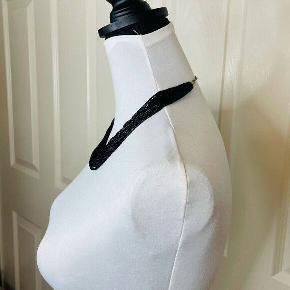 Black Beaded Multi-strand Necklace - Picture 3 of 6